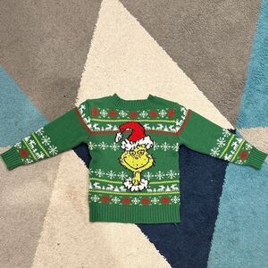 Grinch Christmas Sweater with Santa Hat Design